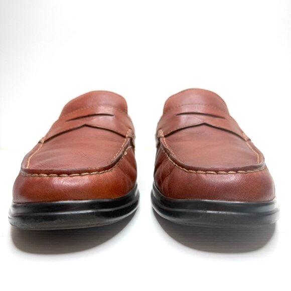 Cole Haan Grand OS Mens 9.5 M Brown Pinch Leather Slip On Penny Loafers Comfort